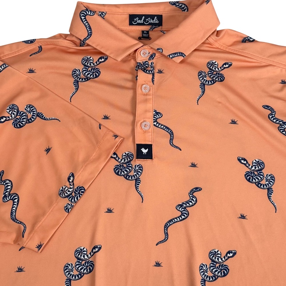 Bad Birdie Mens XL Core Performance Polo Shirt Sidewinder Sundays Snake Golf